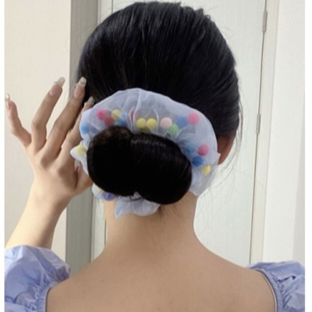Colorful Pom Pom Scrunchie - Picture 2 of 5